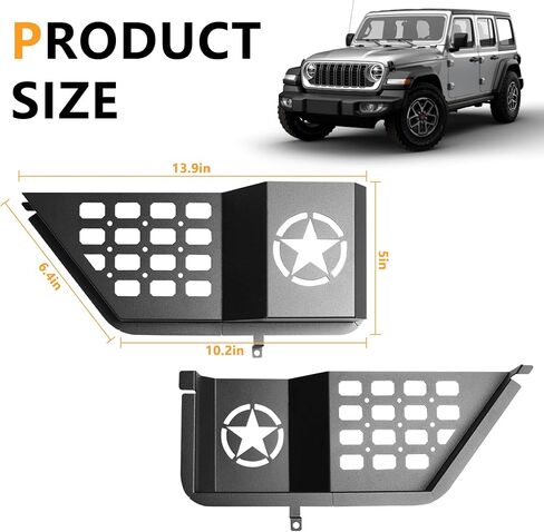 Rear Door Pockets Molle Panels For Jeep Wrangler Accessories JL 4XE Gladiator JT, Metal Storage Organizer, Replacement Original Factory Weak Saggy Net, Cover the ENTIRE Door Storage Area in Saudi Arabia