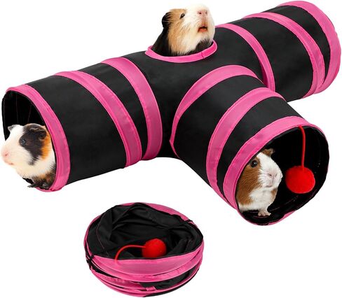 Rypet Guinea Pig Tunnels and Tubes Collapsible 2 Way and L-Type Tunnel with Interactive Ball Small Animal Activity Tunnel Hideaway Toys for Baby Rabbit Ferret Hamster Chinchilla Hedgehog in Saudi Arabia