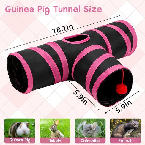 Rypet Guinea Pig Tunnels and Tubes Collapsible 2 Way and L-Type Tunnel with Interactive Ball Small Animal Activity Tunnel Hideaway Toys for Baby Rabbit Ferret Hamster Chinchilla Hedgehog in Saudi Arabia