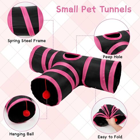 Rypet Guinea Pig Tunnels and Tubes Collapsible 2 Way and L-Type Tunnel with Interactive Ball Small Animal Activity Tunnel Hideaway Toys for Baby Rabbit Ferret Hamster Chinchilla Hedgehog in Saudi Arabia