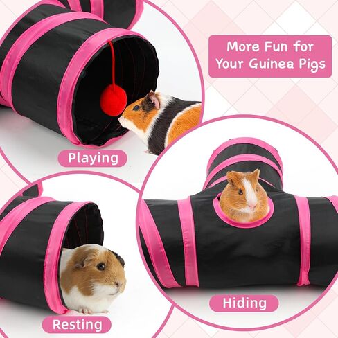 Rypet Guinea Pig Tunnels and Tubes Collapsible 2 Way and L-Type Tunnel with Interactive Ball Small Animal Activity Tunnel Hideaway Toys for Baby Rabbit Ferret Hamster Chinchilla Hedgehog in Saudi Arabia