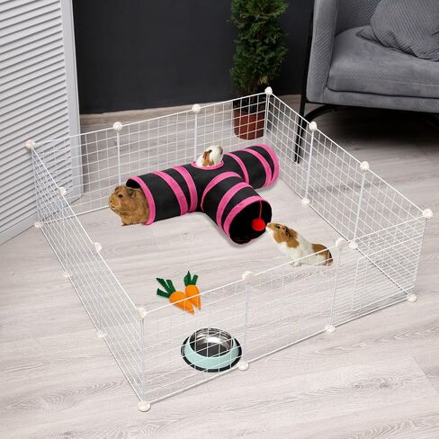Rypet Guinea Pig Tunnels and Tubes Collapsible 2 Way and L-Type Tunnel with Interactive Ball Small Animal Activity Tunnel Hideaway Toys for Baby Rabbit Ferret Hamster Chinchilla Hedgehog in Saudi Arabia