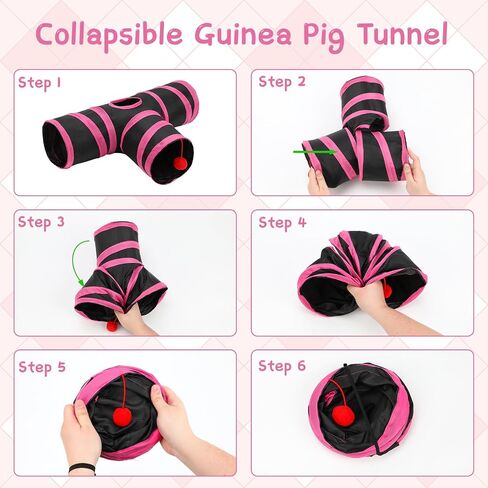 Rypet Guinea Pig Tunnels and Tubes Collapsible 2 Way and L-Type Tunnel with Interactive Ball Small Animal Activity Tunnel Hideaway Toys for Baby Rabbit Ferret Hamster Chinchilla Hedgehog in Saudi Arabia