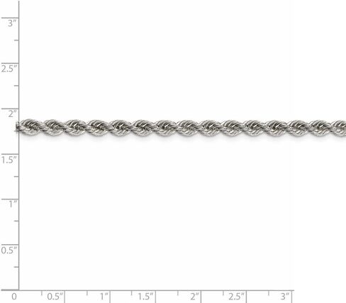 925 Sterling Silver 4.3mm Solid Rope Chain Necklace - with Secure Lobster Lock Clasp in Saudi Arabia