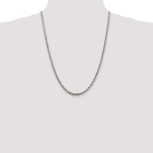 925 Sterling Silver 4.3mm Solid Rope Chain Necklace - with Secure Lobster Lock Clasp in Saudi Arabia