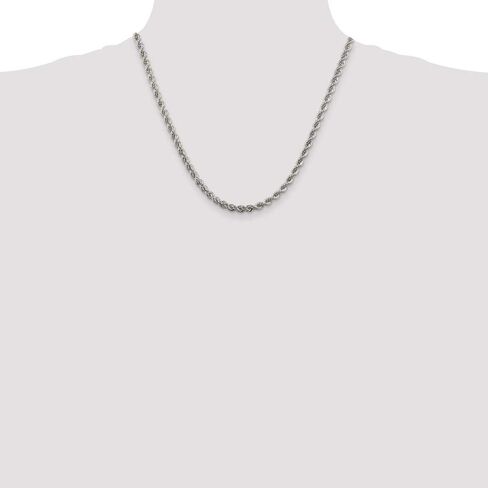 925 Sterling Silver 4.3mm Solid Rope Chain Necklace - with Secure Lobster Lock Clasp in Saudi Arabia
