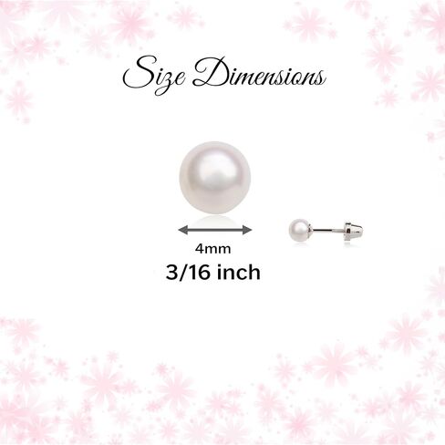 Girls 14K Gold Plated or Sterling Silver 4-5mm Cultured Pearl Earrings with Safety Screw Backs for Babies, Toddlers, Teens, or Women in Saudi Arabia