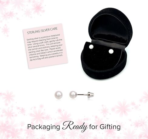 Girls 14K Gold Plated or Sterling Silver 4-5mm Cultured Pearl Earrings with Safety Screw Backs for Babies, Toddlers, Teens, or Women in Saudi Arabia