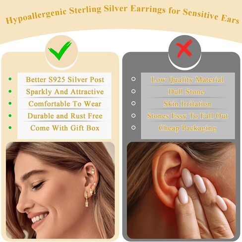 4 Pairs Sterling Silver Post Pearl Hoop Earrings for Women Trendy 14K Gold Plated Huggie Hoop Earrings Cartilage Stud Earrings Sets for Multiple Piercing Small Gold Pearl Hoop Earrings in Saudi Arabia