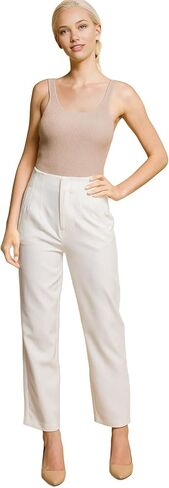 Love Tree Womens Juniors High Waist Slim-Fit Trouser Ankle-Length Dress Pants in Kuwait