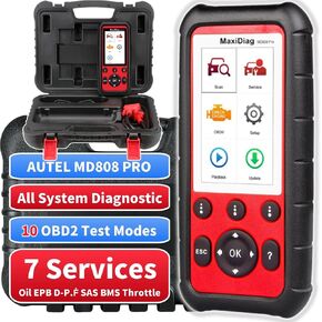 Autel MaxiDiag MD808 Pro OBD2 Scanner, All System Diagnostic Scan Tool, Upgraded of MaxiCheck Pro/MD808/MD806 Pro/MD802, 7 Reset Service Oil/D-F/EPB/SAS/BMS/Throttle, Auto Scan, Lifetime Free Update