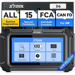 OBD2 Scanner Diagnostic Tool XTOOL D6: All System Scanner for Car with Free Updates, 15 Resets, Throttle Body Relearn, ABS Bleed, FCA AutoAuth & CAN FD, 2025 Upgrade Ver. of XTOOL D5/D5S