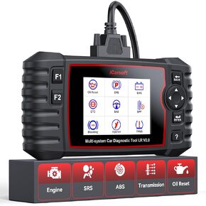iCarsoft OBD2 Scanner for Landrover/Jaguar 9 Reset Functions Oil Reset BMS TPMS etc, Full System Diagnostic Tool with Airbag Transmission Scan, Battery Test/Live Data, LR V2.0 Car Code Reader