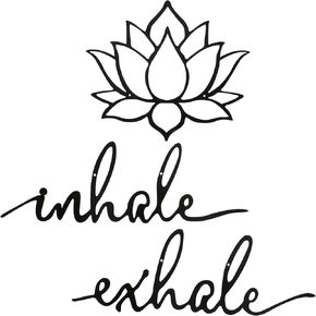 Inhale Exhale Wall Art Yoga Meditation Decor Lotus Flower Wall Art Yoga Sign Decorative Black Metal Meditation Decoration Spiritual Decor for Living Room Bedroom Decor
