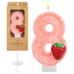 PHD CAKE Number 2 Strawberry Birthday Candles, Strawberry Themed Number Candles, Cake Number Candles, Party Celebration