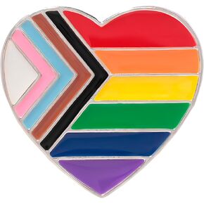 Daniel Quasar "Progress Pride" Rainbow Flag Rectangle/Heart Pins - LGBTQ Accessories - Gay Pride Stuff - Pride Month - Non Binary, Gay, Trans Pride & Bisexual Pin - Pride Pins