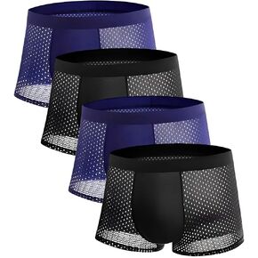 Sexy Code 1701 Men's Underwear Boxer Briefs 4 Pack - Breathable Mesh Design, Lightweight Soft Trunks for Active Men