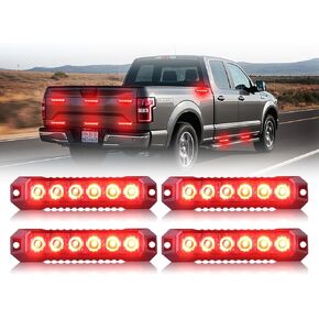 4PCS Amber Strobe Light, 6 LED Strobe Lights for Trucks Warning Flashing Beacon Hazard Strobe Light Mini Grill Emergency Lights for Vehicles Trucks Bus Car ATV UTV 12-24V (Amber)