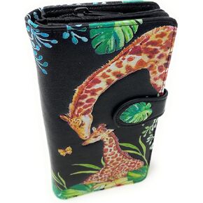 Shag Wear Giraffe Tower Large Animal Wallet for Women and Teen Girls Vegan Faux Leather 7" Black