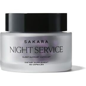 SAKARA Night Service Sleep Support Capsules – Natural Sleep Aid with Magnesium Glycinate, GABA & 5-HTP for Calming, Deep Rest, Better Sleep & Muscle Relaxation – Non-Habit Forming– 60 Capsules
