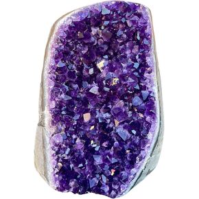 Polished Amethyst Cluster Quartz Crystal – 2.0 to 2.5 lbs Grade A+ Raw Dark Purple Geode Stone with Rounded Edge – Home Decoration, Meditation Healing, and Positive Energy (2-2.5 lbs)