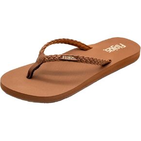 Flojos Danica Women's Sandal, Braided Thong Strap W/Kush Neoprene Footbed