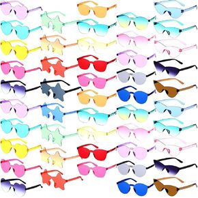 Chumia 51 Pack Fun Gulk Sunglasses Party Party Forms Glasses Glosit Plastic Retro Groses for Women Men Neon Party Coll Colors ، 5 Style ، Mixed Colors