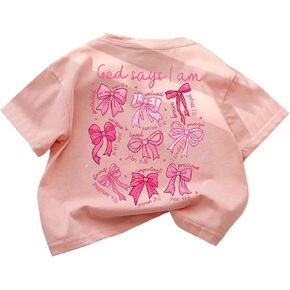 SOLY HUX Girl's Cute Bow Graphic T Shirts Short Sleeve Crew Neck Loose Fit Summer Casual Tee Tops