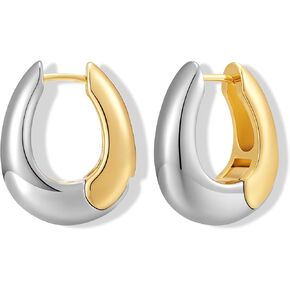Gold And Silver Hoop Earrings For Women Two Toned Hoops
