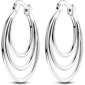 925 Sterling Silver Hoop Earrings for Women, Small Trendy Hoops Sparkly Hypoallergenic Huggie Earrings Fashion Cubic Zirconia Jewelry Gifts for Sensitive Ears