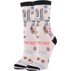 ooohyeah Women’s Funny Novelty Crew Socks, Crazy Fun Saying Silly Cotton Dress Socks Gift, Meno