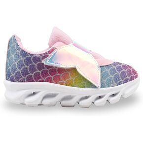 Light - Light Up Toddler Shoes Mermaid Character - LED Toddler Tennis Shoes Girl, Easy to Put On, Kids Sneakers Girls, Laceless