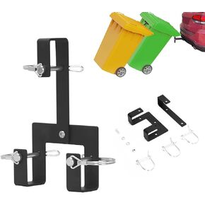 Universal Can Receiver Couplers, Black Steel Trash Can Hitch Hook to Multiple Wheeled Trash Containers