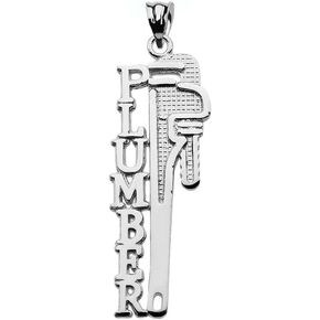 Claddagh Gold Sterling Silver Plumber Tool Wrench Pendant