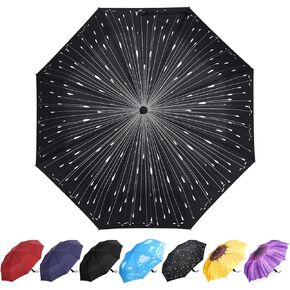 YumSur Compact Automatic Travel Umbrella, Windproof Folding Umbrellas with Printed Raindrops Design, Auto Open Close and Upgraded Comfort Handle, for Men and Women in Kuwait