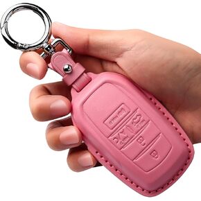 Tukellen for Toyota Key Fob Cover Leather,with Keychain compatible with 2019-2024 Land Cruiser,2021-2024 Venza, Grand Highlander Hilux,Fortuner,2022-2024 Tundra,Corolla Cross,Prius 4 Buttons-Black