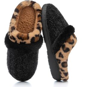 Fuzzy Slippers for Women Indoor and Outdoor Plush with Memory Foam Anti-Skid Sole Cozy House Slipper Soft Bedroom Shoes Slip On Gifts for Women Mom Her Ladies