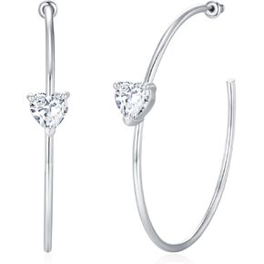 Large Gold Hoop Earrings for Women 14k Gold Plated with 925 Sterling Silver Post Big Open Hoops Earrings Trendy Cubic Zirconia Heart Hoop Earrings Jewelry Gifts for Women