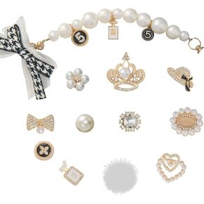 meexzoom 12Pcs Bling Shoes Charms For Girls and Women, Designer Charms, Jewels Shoe Decoration Accessories (Gold) in Kuwait