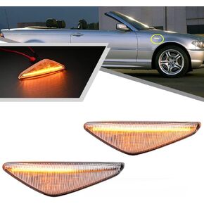 2PCS ديناميكية Blink Amber LED Side Marker Light for BMW 3 Series E46 Coupe Convertible LCI 323CI 325CI 328CI 330CI 2004-2006 Fender Turn Lights Lensed Lensed Lens