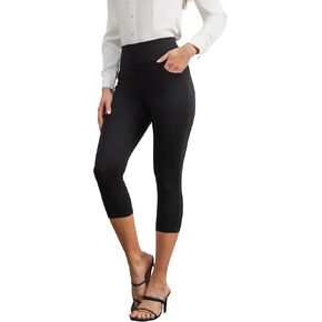 heipeiwa Women's Capri Pants Dress High Waist Pull on Comfort Stretch Slim Business Work Casual Capris