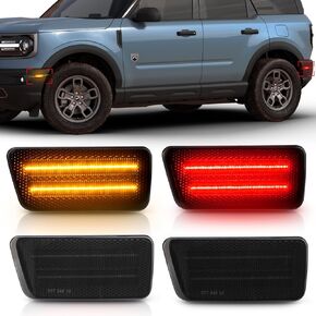 Bestview Side Marker Tomebly متوافق مع 2021-2024 Ford Bronco Sport ، مصابيح المصد الأمامية والخلفية ، عدسة مدخنة بيضاء 4pcs
