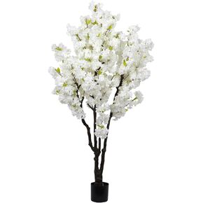 6ft Tall Cherry Blossom Artificial Tree, Handmade White Cherry Tree, Fake Flower Faux Silk Leaves Plant, Artificial Plants for Home Office Indoor Outdoor Party Wedding Christmas Decor