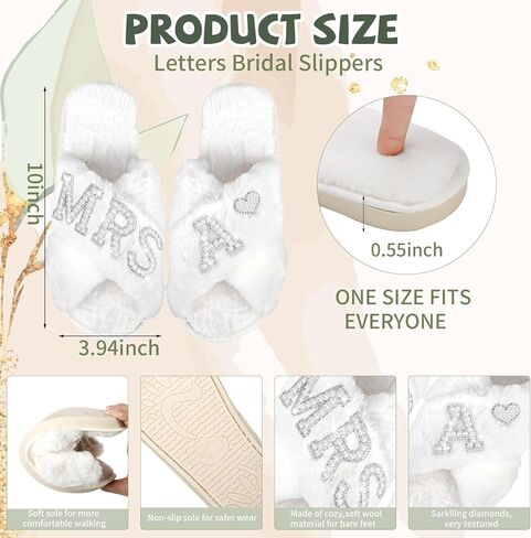 Personalized Initial Letter G Wedding Bride Slippers, Bride to Be Gifts, Bridal Shower Gifts, Bride Hair Clip MRS Makeup Bag in Kuwait