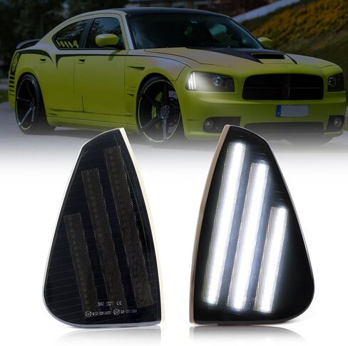 تجميع مصابيح علامة الجبهة الجبلية ذات الصمام الأبيض لعام 2006-2010 Dodge Charger Daytona RT SE SRT8 SXT ، مصابيح إشارة ركاب سائق العدسة المدخنة in Kuwait