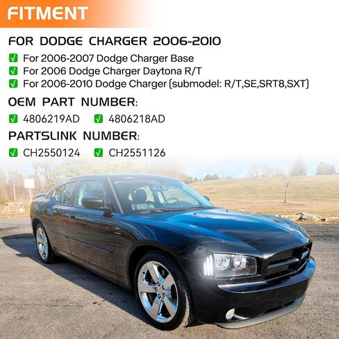 تجميع مصابيح علامة الجبهة الجبلية ذات الصمام الأبيض لعام 2006-2010 Dodge Charger Daytona RT SE SRT8 SXT ، مصابيح إشارة ركاب سائق العدسة المدخنة in Kuwait