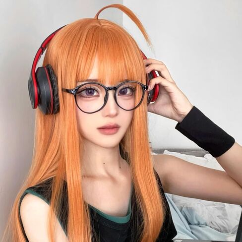 ANOGOL Wig Cap+ ( 1 Red Crown ) Long Blue Wig for Princess Wig Queen Comic Dark Roots Wavy Synthetic Wig for-Kids-Women Costume Wig for Halloween in Saudi Arabia