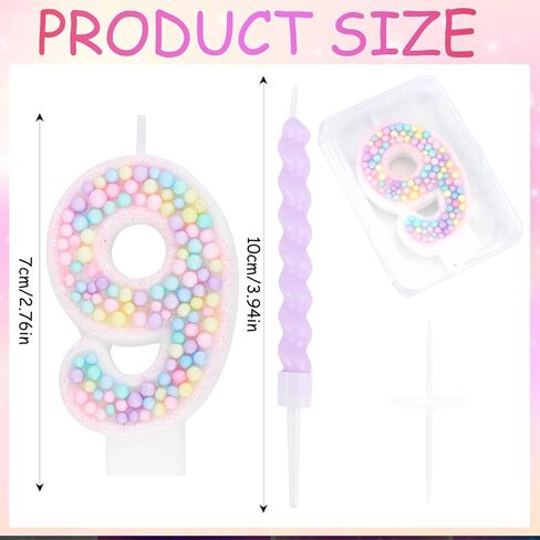 Number 7 Candle and 12 Pcs Spiral Candles for Girls 7th Birthday Decorations, Macaron Sparkling Cake Toppers for Happy 7th Birthday Decor Party Supplies in Saudi Arabia
