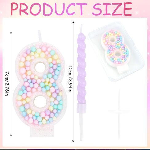 Number 7 Candle and 12 Pcs Spiral Candles for Girls 7th Birthday Decorations, Macaron Sparkling Cake Toppers for Happy 7th Birthday Decor Party Supplies in Saudi Arabia