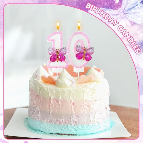 Pink Butterfly Birthday Decorations Candles, 3.3 Inch Birthday Candles for Cake Decorations, Cute Anniversary Celebration Supplies for Girls and Women，Butterfly Party Decorations Cake Topper(1) in Kuwait